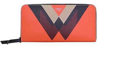 Mulberry M Print Long Wallet, £95, Accessories, Black/Orange, Leather, Front view